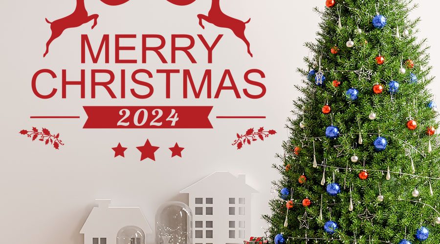 Αυτοκόλλητα Τοίχου - Merry Christmas 2024 με ελαφάκια