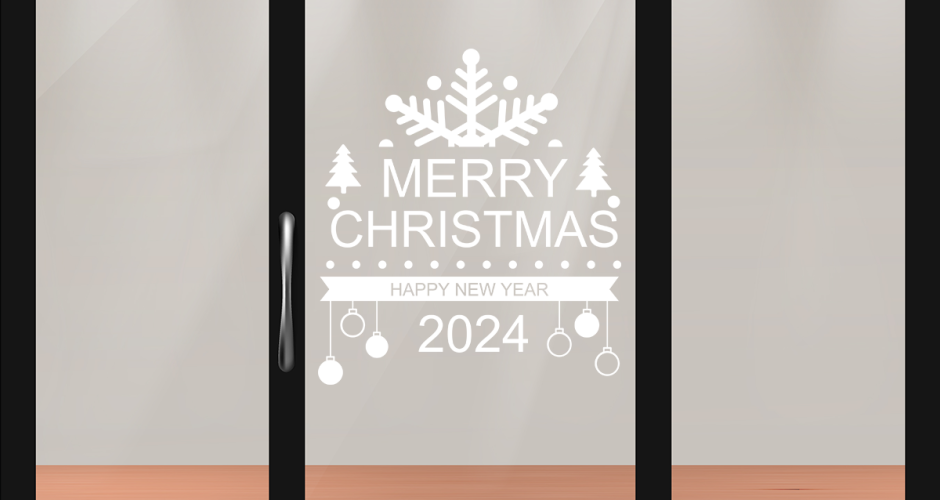 Αυτοκόλλητα Καταστημάτων - Merry Christmas, Happy New Year 2024