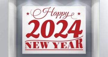 Αυτοκόλλητα Καταστημάτων - Happy New Year 2024 Καλλιγραφικά