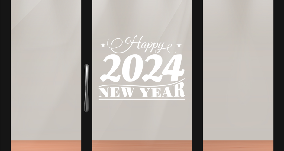 Αυτοκόλλητα Καταστημάτων - Happy New Year 2024 Καλλιγραφικά