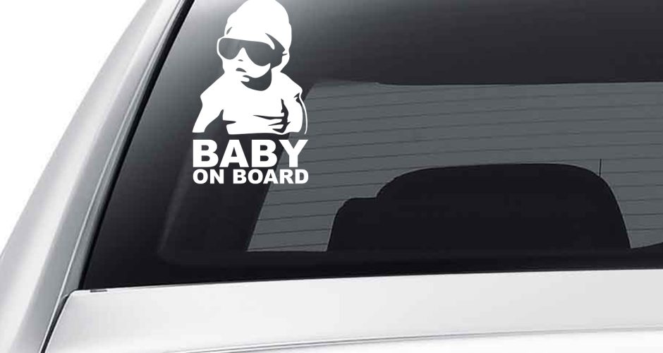 αυτοκόλλητα αυτοκινήτου - Μωρό με σκούφο και γυλιά ηλίου
