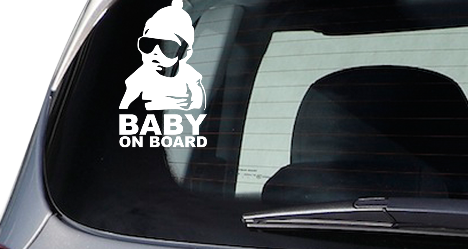 αυτοκόλλητα αυτοκινήτου - Μωρό με σκούφο και γυλιά ηλίου
