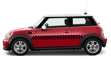 Αυτοκόλλητα για Mini Cooper - Σχέδιο καρό σημαίας για τα πλαϊνά του Mini (Σετ για τις 2 πλευρές)