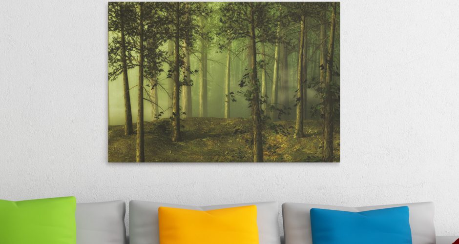 Πίνακες - Πανέμορφο δάσος με στοιχεία ομίχλης