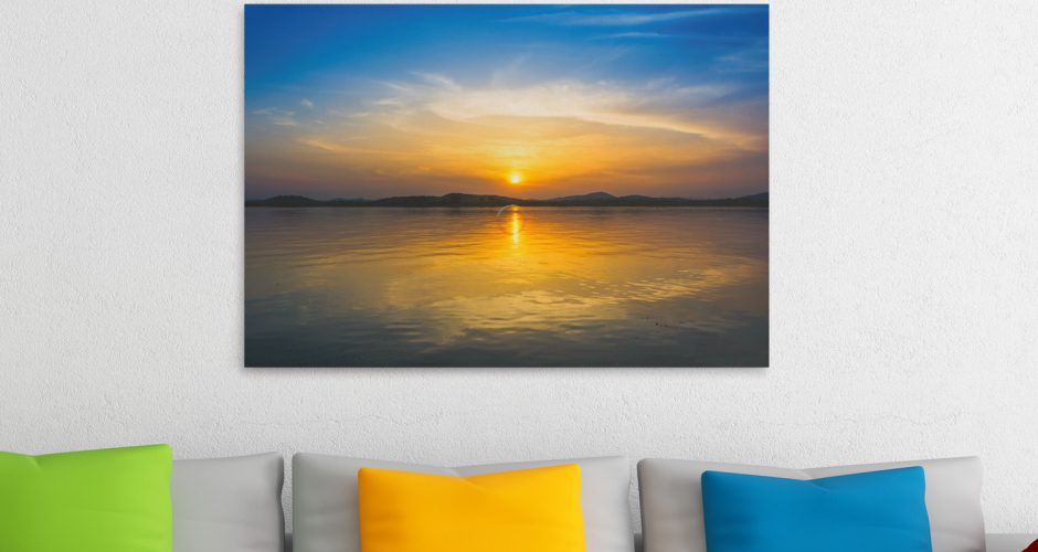 canvas - Ηλιοβασίλεμα στη λίμνη