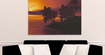 canvas - Ηλιοβασίλεμα με Φοίνικες