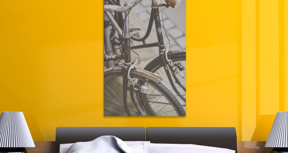 canvas - 2 vintage ποδήλατα πλάι πλάι