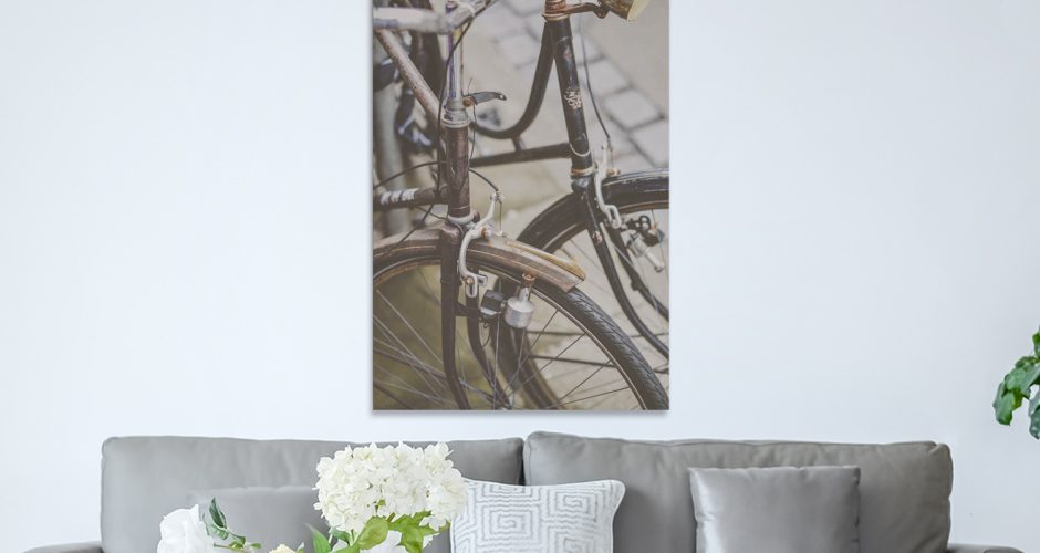 canvas - 2 vintage ποδήλατα πλάι πλάι