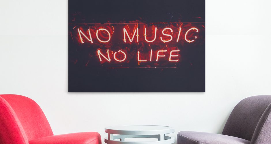 canvas - Φωτεινή επιγραφή - No music, No life
