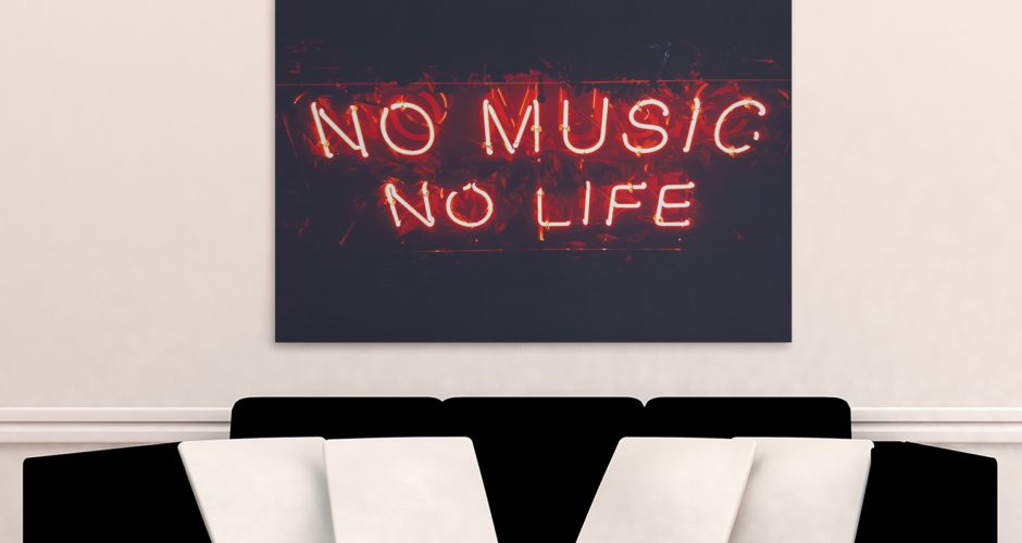 canvas - Φωτεινή επιγραφή - No music, No life