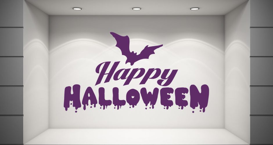 Αυτοκόλλητα Halloween - Happy Halloween - Με νυχτερίδα