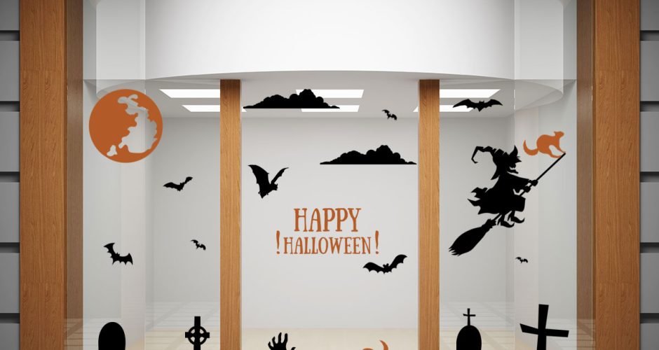 Αυτοκόλλητα Halloween - Happy Halloween - H μάγισσα με τη σκούπα