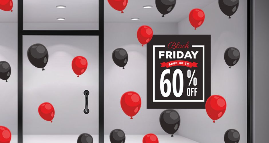 Αυτοκόλλητα Black Friday - Black Friday Sale – Save up to με 27 μπαλόνια και το δικό σου ποσοστό