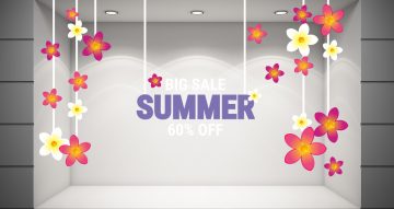 Αυτοκόλλητα Εκπτώσεων & Προσφορών - BIG SALE SUMMER με λουλούδια και δικό σου ποσοστό