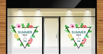 Αυτοκόλλητα Εκπτώσεων & Προσφορών - Τρίγωνο με λουλούδια Summer Sale με δικό σου ποσοστό