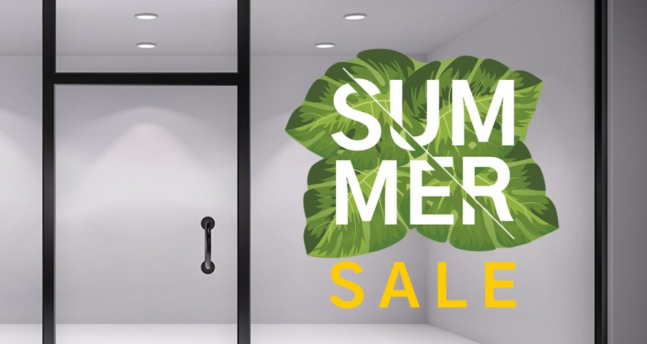 Αυτοκόλλητα Εκπτώσεων & Προσφορών - Summer Sale σε πράσινο φύλλο