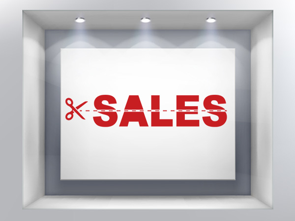 Αυτοκόλλητα Εκπτώσεων & Προσφορών - Ψαλίδι με Sales