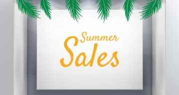 Αυτοκόλλητα Εκπτώσεων & Προσφορών - Summer Sales με 6 φύλλα φοίνικα (διχρωμία)