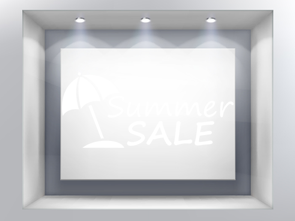 Αυτοκόλλητα Εκπτώσεων & Προσφορών - Summer Sale με ομπρέλα θαλάσσης