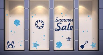 Αυτοκόλλητα Εκπτώσεων & Προσφορών - Summer Sale με κοχύλια