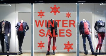 Αυτοκόλλητα Εκπτώσεων & Προσφορών - Winter Sales με νιφάδες ποσοστών