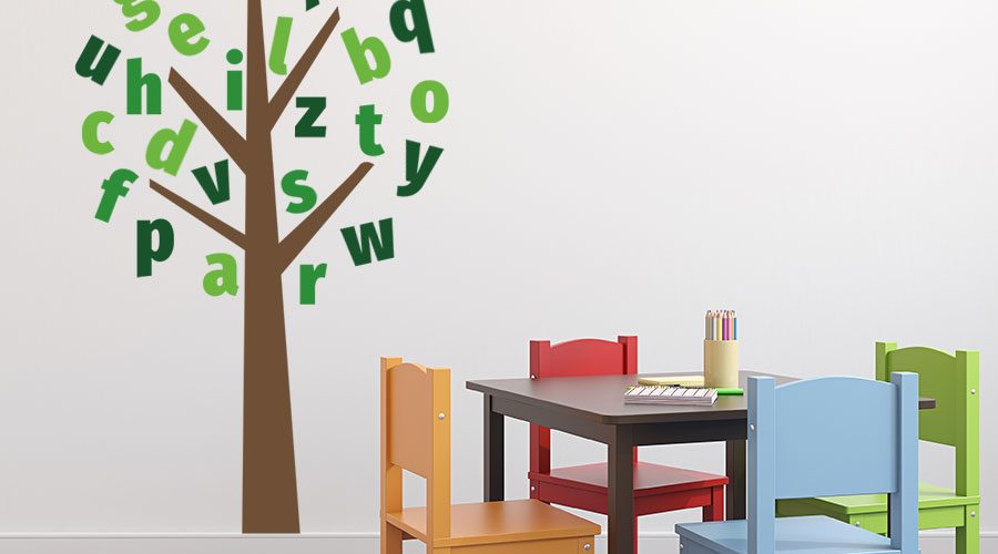 Αυτοκόλλητα Τοίχου - Δέντρο με Αλφάβητο