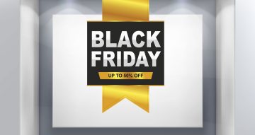 Αυτοκόλλητα Black Friday - Black Friday σε πλαίσιο και χρυσή κορδέλλα
