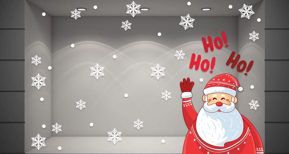 Αυτοκόλλητα Καταστημάτων - Ένας Άγιος Βασίλης χαιρετάει!
