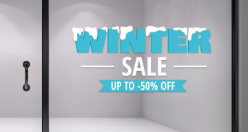 Αυτοκόλλητα Εκπτώσεων & Προσφορών - Winter Sale - Με χιόνι (Διχρωμία)
