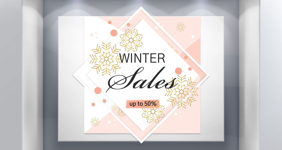 Αυτοκόλλητα Εκπτώσεων & Προσφορών - Winter Sales - Καλλιγραφικό σχέδιο