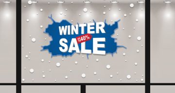 Αυτοκόλλητα Εκπτώσεων & Προσφορών - Winter Sale - Μπλε πλαίσιο και 200 χιονόμπαλες