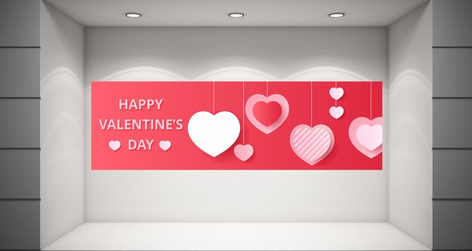 Αγίου Βαλεντίνου - Happy Valentine's Day - Πλαίσιο με ροζ καρδιές