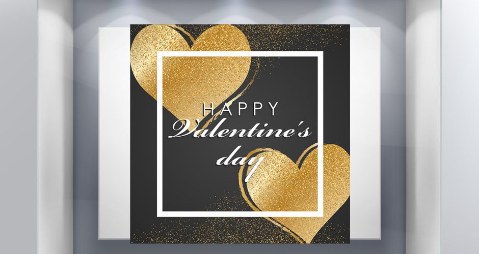 Αγίου Βαλεντίνου - Happy Valentine's Day - Μαύρο πλαίσιο με καρδιές