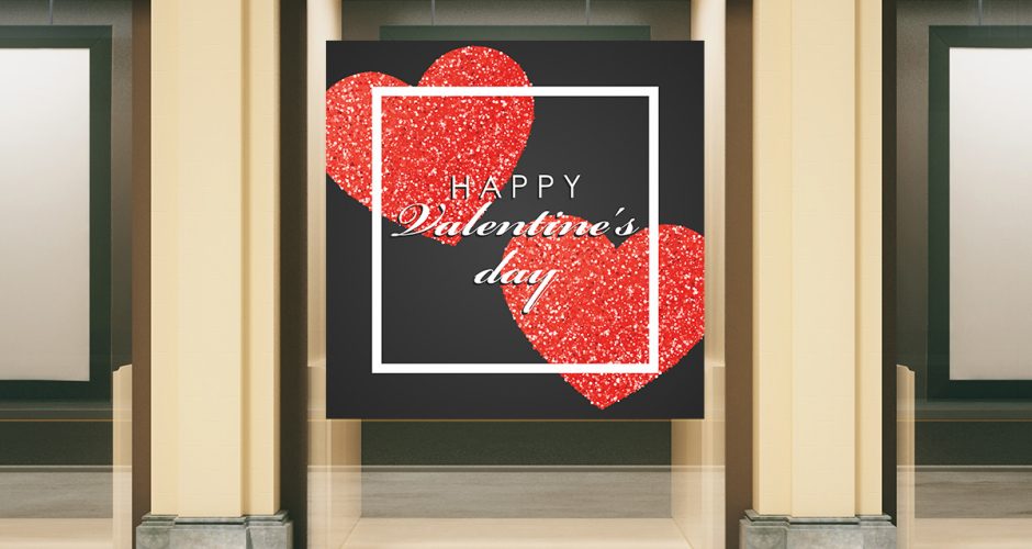 Αγίου Βαλεντίνου - Happy Valentine's Day - Μαύρο πλαίσιο με καρδιές