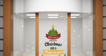 Αυτοκόλλητα Καταστημάτων - Merry Christmas που σχηματίζει δέντρο