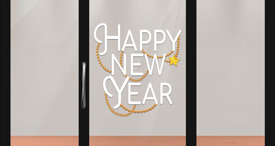 Αυτοκόλλητα Καταστημάτων - HAPPY NEW YEAR - γιρλάντα με αστεράκι