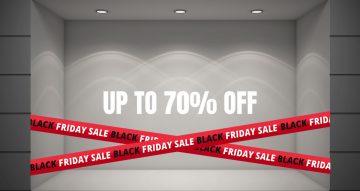 Αυτοκόλλητα Black Friday - Black Friday Sale λευκό-μαύρο σε κόκκινη κορδέλα