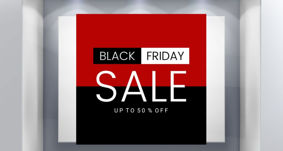 Αυτοκόλλητα Black Friday - Black Friday Sale σε μαύρο και κόκκινο πλαίσιο