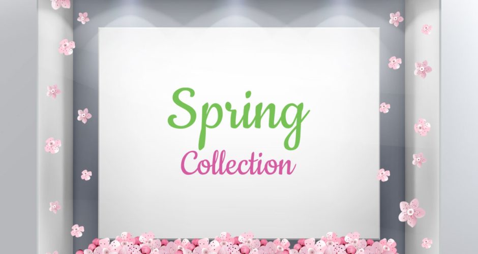 Ανοιξιάτικη Βιτρίνα - Spring Collection - Spring Collection με μπορντούρα άνθη κερασιάς