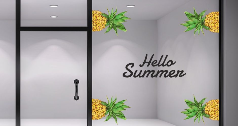 Αυτοκόλλητα Καταστημάτων - Hello Summer και 4 ανανάδες