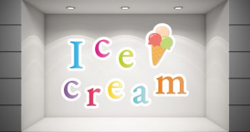 Αυτοκόλλητα Καταστημάτων - Ice Cream λεκτικό με παγωτό