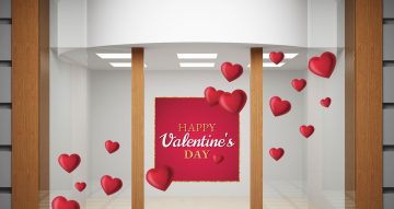 Αγίου Βαλεντίνου - Happy Valentine's Day σε χρυσοκόκκινο πλαίσιο και 25 καρδιές