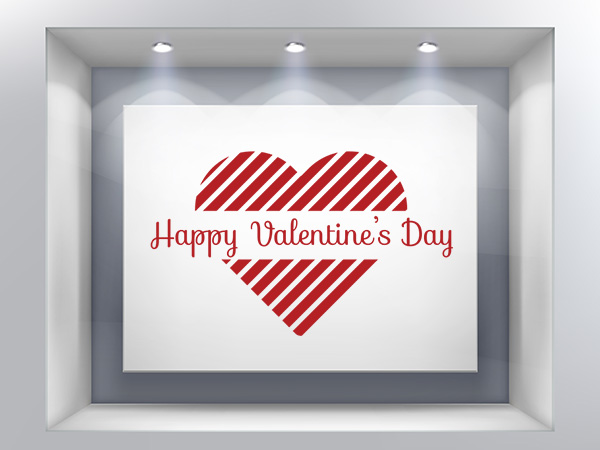 Αγίου Βαλεντίνου - Ριγέ Καρδιά και στη μέση Happy Valentines Day