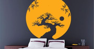 Αυτοκόλλητα Τοίχου - Ένα bonsai και η πανσέληνος