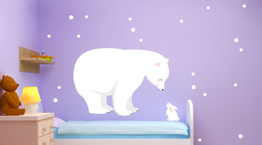 Αυτοκόλλητα Τοίχου - Η λευκή αρκούδα και το λαγουδάκι