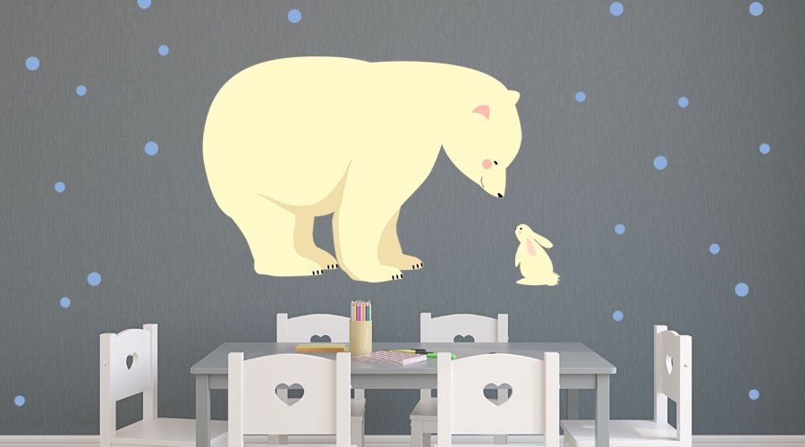 Αυτοκόλλητα Τοίχου - Η λευκή αρκούδα και το λαγουδάκι