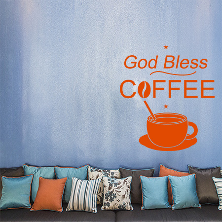 Αυτοκόλλητα Τοίχου - God Bless Coffee
