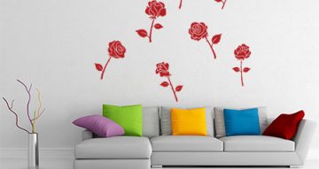Αυτοκόλλητα Τοίχου - Ανθισμένα Τριαντάφυλλα και Μπουμπούκια