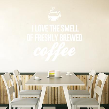Αυτοκόλλητα Τοίχου - Love the smell of fresh coffee quote