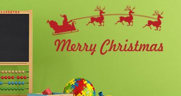 Αυτοκόλλητα Τοίχου - Merry Christmas με έλκηθρο
